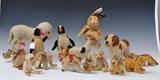 Group of 23 Small Steiff Stuffed Animals
Including bears, two penguins, a black cat, a zebra, a reindeer, an elephant, a rhino, a hippo, two dogs, a rabbit puppet, a giraffe, a duck, and others. Smallest: 3" high; largest 11" high.  Bid at www.fairfieldauction.com today through Wed. July 20th