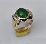Jade and Diamond 14k Gold Ring
ring size 7 3/4 7.0 dwt gross.  Bid at www.fairfieldauction.com today through Wed. July 20th