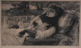 Jerome Jean Tissot
Reclining woman, 1881 signed and dated in the plate lower left and pencil signed below etching, plate 9" x 15 1/2"