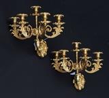 Pair of American Classical 5-Light Sconces
Attributed to Cornelius & Co., Philadelphia, circa 1840 Bronze and brass, unmarked. 10 1/2" high, 12 1/2" wide across arms, 9" deep.  Bid at www.fairfieldauction.com today through Wed. July 20th