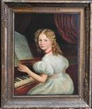 English School
Portrait of a girl playing the piano 32 1/2" x 25 1/2", oil on canvas mid 19th century.  Bid at www.fairfieldauction.com today through Wed. July 20th