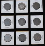 American Large One Cents (9)
1801-1846.  Bid at www.fairfieldauction.com today through Wed. July 20th