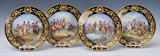 Four Sevres Napoleonic Plates
Hand-painted with gilt decoration, depicting various battle scenes, each signed "A Maglin" and overglaze red inscription on the back. 9 1/2" diameter late 19th century.  Bid at www.fairfieldauction.com today through Wed. July 20th