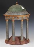Architectural Model of a Classical Temple
demi-model, wood with faux-marble and parcel-gilt decoration. 25" high, 17" wide, 8" deep.  Bid at www.fairfieldauction.com today through Wed. July 20th