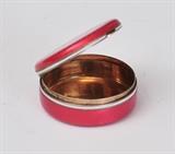 Russian Enameled Silver Pill Box
By Ivan Brizin, with red enameling 1/2" high, 1 1/2" diameter.  Bid at www.fairfieldauction.com today through Wed. July 20th