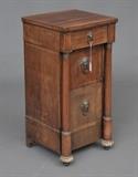 Regency Mahogany Nightstand
One drawer over two cupboard doors. 33 1/2" high, 17" wide, 15 3/4" deep.  Bid at www.fairfieldauction.com today through Wed. July 20th