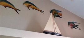 Wood decor sailboat about 20 inches long