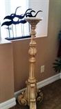Very Tall Candle Holder and Metal Bird Sculpture.