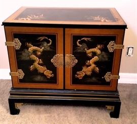 Wood inlay Asian cabinet