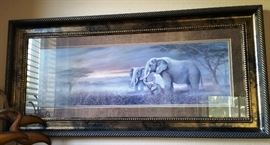 Framed African elephant picture