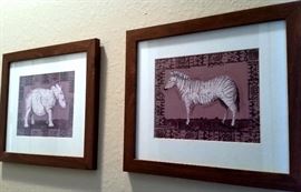 Framed/matted coordinating animal pictures
