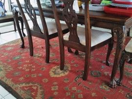 Rectangular red accent wool rug