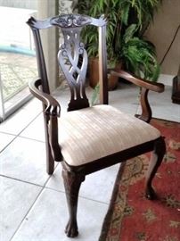 View carved wood arm chair for dining room set