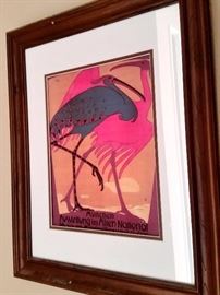 Historic 1901 Munich Applied Art Exhibit. Pink and green stork/flamingo (in Library of Congress)