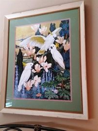 Large framed cuckatoo picture