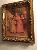 German print of children in wonderful ornate frame