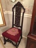 French carved Louis XIII high back chair, ornate carving. c1840-1870