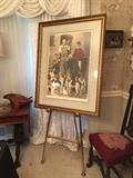 Large Italian art piece, The Guest, original engraving by A.C.Alias, printed by Edward Douglas. Standing on a brass Easel.
