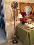 Antique floor lamp, metal with marble