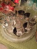 Mid Century bar ware and pressed glass