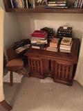 Vintage square side table with storage, small stool and magazine holder