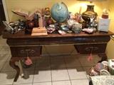 Antique leather top desk, with cabriole legs a wonderful piece. Lots of vintage office items