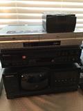 Pioneer compact disk player, Sony VHS player,