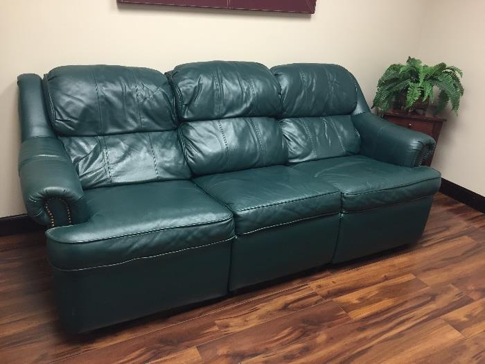 Leather recliner sofa approximately 7 feet long.