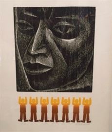 Elizabeth Catlett 'Man' woodcut  Cle Print Club