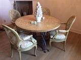 French pale yellow dining set $700 with wrought iron