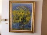 Yellow flowers in blue vase, Michele Cascella