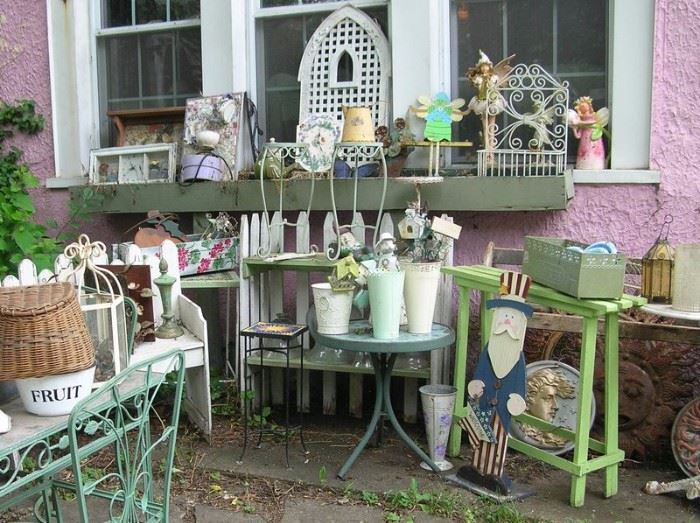 Outdoor tables, planters, containers