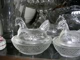 Small glass and crystal egg dishes