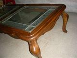 Leaded glass coffee table with matching end table