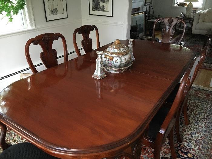 Spectacular Carved Dining Room Table with Chairs