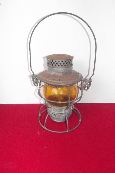 Amber globe on railroad lantern