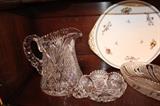 Cutglass pitcher and bowl