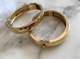 14K Honeycomb Bangles, Pair