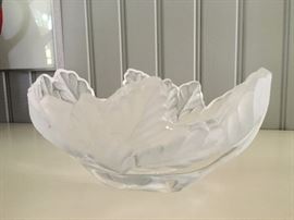 Lalique Frosted Glass Leaf Bowl