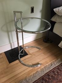 Eileen Gray Adjustable Chrome and Glass Table