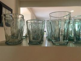 Hand Blown Glassware with Etched Moon and Stars