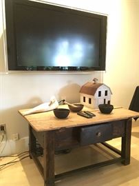 Primitive Table, Flat Screen TV