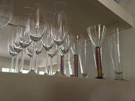 Stemware, Crystal and Maslach Signed Art Glass