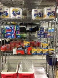 Storage Shelves and Tons of Everyday Useful Items like Trashbags and Toilet Paper