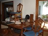 dining table and six chairs