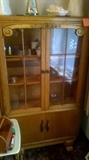 nice china hutch oak tiger stripe antique