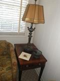Federal style side table, lamp, pista & mortar