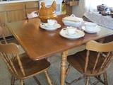 maple table & chairs & wedding ring china