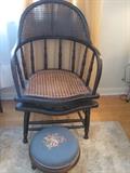 unusual antique armchair & footstool