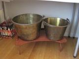 two brass pails